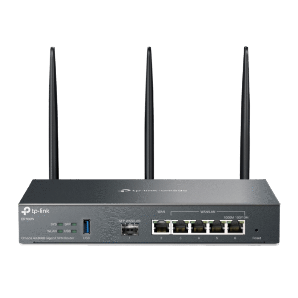 TP-Link Omada ER706W Ac3000 Gigabit Wireless VPN Router - 3Gbps Dual-Band WiFi - Centralized Management - All Gigabit Ports - Supports VLAN - Omada App