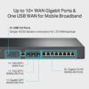 TP-Link Omada ER8411 Multi-Gigabit (10Gbps) Rackmount VPN Gateway / Router - 2 * 10Gbps SFP Slots (1 * WAN + 1 * WAN/LAN) + 10 * Gigabit WAN Ports