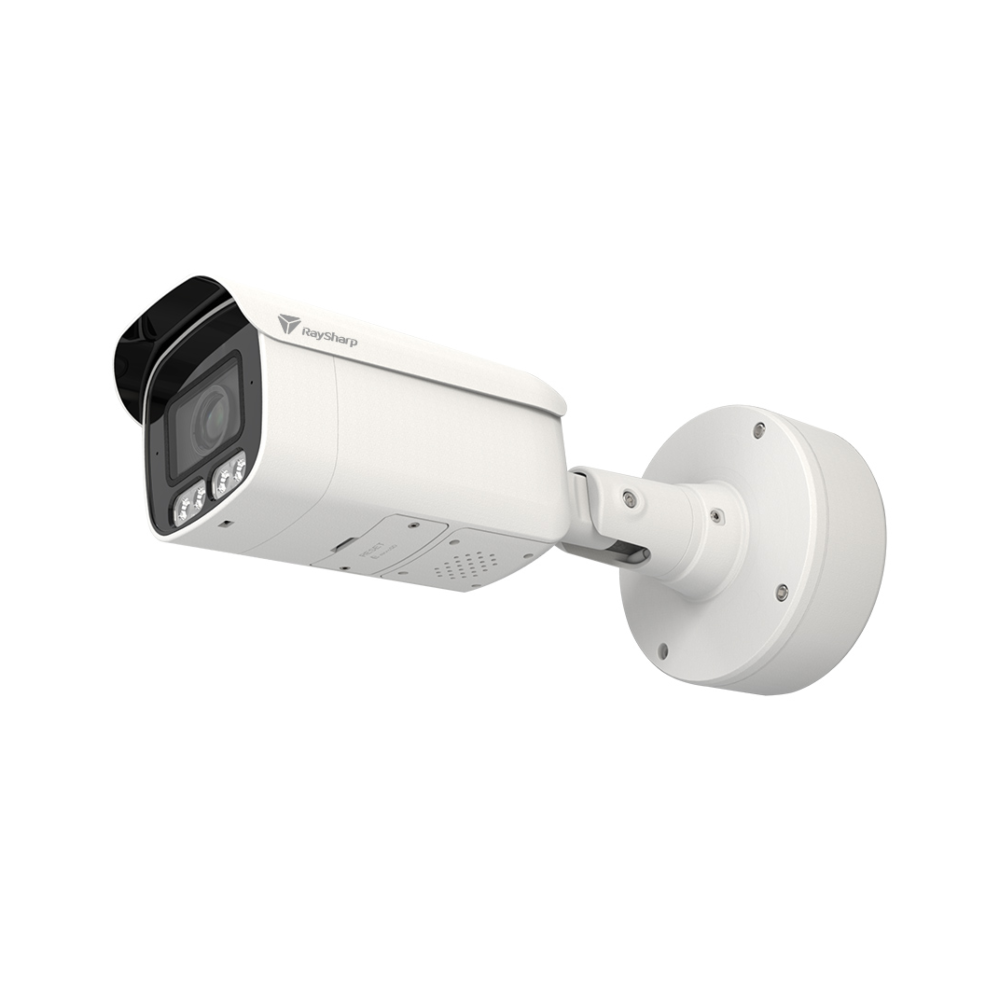 Raysharp RS-CH248M6NM-HLDF-LFWA0832PW Pro series H265 4K 8MP PoE IP Dual-Light (100m IR + 30m White-Light) 120dB True-WDR Weatherproof LPR (License Plate Recognition) Bullet Camera with 8~32mm Motorized Zoom Lens – Built-in Mic – supports RS-485 & Wiegand