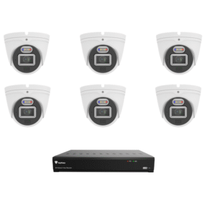 Raysharp RS8MPIPCCTVKIT4 4K 8MP IP CCTV Kit # 4 with 1 * RS-N2208HR-PR-E 8-CH NVR (without HDD) + 6 * RS-CH340N4MIG-HALTF-LFW28PW 4K 8MP All-in-One IP Turret Cameras