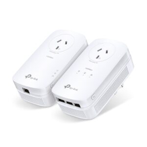 TP-Link TL-PA8033P-KIT AV1300 3-Port Gigabit Passthrough Powerline Starter Kit - Comes with 2* Units - Carries Data Over Electrical Line