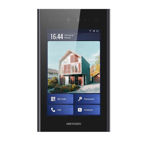 Hikvision DS-KD9403-E6 Ultra-series IP Face-Recognition Intercom / Access Control Terminal - 8" Touchscreen - IP65 Rated - 2MP Wide-angle Dual-lens - Built-in MiFare Card-Reader + Fingerprint Reader + QR-Code Reader + Face-Recognition