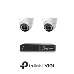 TP-Link VIGI InSight VIGIPROAIO8MPIPCCTVKIT1 - Includes 1 * VIGI NVR1004H-4P (Without HDD) + 2 * VIGI InSight S485 4K 8MP Active-Deterrence AI Smart-Dual-Light Turret Cameras with 2-Way Audio
