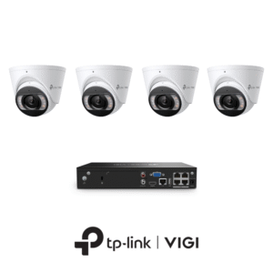 TP-Link VIGI InSight VIGIPROAIO8MPIPCCTVKIT2 - Includes 1 * VIGI NVR1004H-4P (Without HDD) + 4 * VIGI InSight S485 4K 8MP Active-Deterrence AI Smart-Dual-Light Turret Cameras with 2-Way Audio