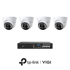 TP-Link VIGI InSight VIGIPROAIO8MPIPCCTVKIT3 - Includes 1 * VIGI NVR1008H-8MP (Without HDD) + 4 * VIGI InSight S485 4K 8MP Active-Deterrence AI Smart-Dual-Light Turret Cameras with 2-Way Audio