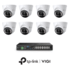 TP-Link VIGI InSight VIGIPROAIO8MPIPCCTVKIT4 – Includes 1 * VIGI NVR2016H-16MP (Without HDD) + 8 * VIGI InSight S485 4K 8MP Active-Deterrence AI Smart-Dual-Light Turret Cameras with 2-Way Audio
