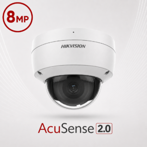 Hikvision DS-2CD2186G2-ISU-4MM AcuSense Gen 2 AI (Artificial Intelligence) Deep Learning H265 4K 8MP DarkFighter-Powered Ultra-Low-Light (0.003 Lux Colour) 120dB True-WDR Vandalproof Dome Camera with 4mm Fixed Lens (87° Horizontal Wide Angle FoV) - With Built-in Audio Mic - With Audio In/Out + Alarm In/Out Interface