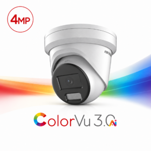 Hikvision DS-2CD2347G3-LI2UY-2.8MM ColorVu 3.0 AcuSense 3.0 Deep-Learning AI (Artificial Intelligence) 4MP PoE IP Smart Hybrid Light (30m IR + 30m White-Light) 130dB True-WDR Weatherproof Eyeball Turret Camera with 2.8mm Fixed Lens - Built-in Audio Mic - 111.1° Horizontal Field of View