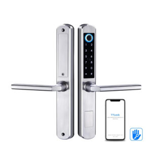 iSecure A210-TT-BLE-SD-3585-SN Battery-Powered Smart-Lock - Silver Colour - Slimline - 3585 Double Hook Mortise - Weatherproof - Access by TTLock App, Fingerprint, Keypad, Mifare - Suitable for Door Thickness 30~60mm