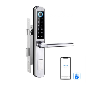 iSecure A210-TT-BLE-SD-3585-SN Battery-Powered Smart-Lock - Slimline - Weatherproof - Access by TTLock App, Fingerprint, Keypad, Mifare - Black Colour - Suitable for Door Thickness 30~65mm