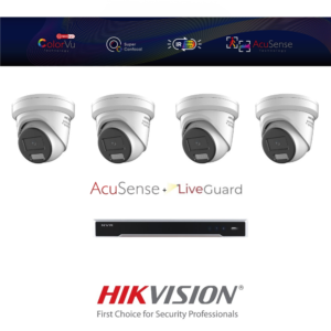 Hikvision HIK8MPCVADIPCCTVKIT2 8MP ColorVu Active-Deterrence IP CCTV Kit with 1 * DS-7608NI-M2/8P-4TB NVR + 4 * DS-2CD2387G3-LIS2UY/SL-2.8MM ColorVu 3.0 Active-Deterrence 4K 8MP Smart Hybrid Light IP Turret Cameras