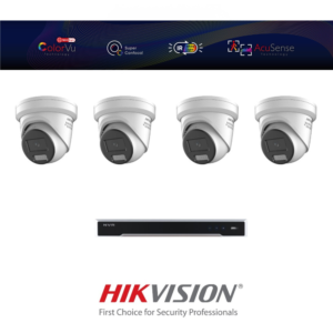 Hikvision HIK8MPCVIPCCTVKIT2 8MP ColorVu IP CCTV Kit with 1 * DS-7608NI-M2/8P-4TB NVR + 4 * DS-2CD2387G3-LI2UY-2.8MM ColorVu 3.0 4K 8MP Smart Hybrid Light IP Turret Cameras