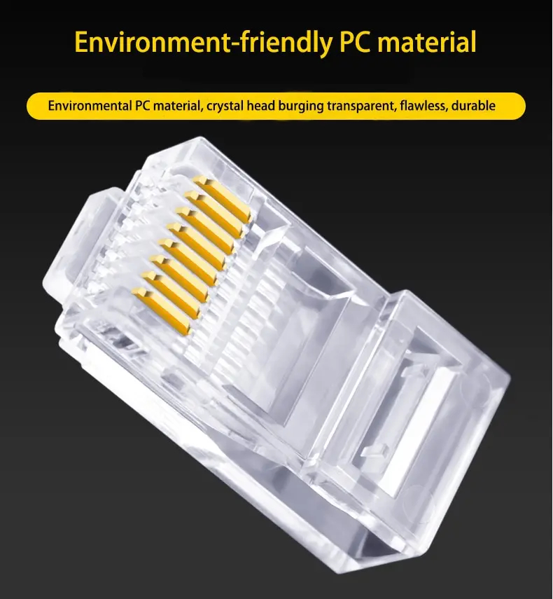iSecure ICL-RJ45CAT6PSPLUGS-50 - 1-Piece CAT6 Passthrough RJ45 Plugs / Connectors - Gold Plated Contacts - Bag of 50 Plugs / Connectors