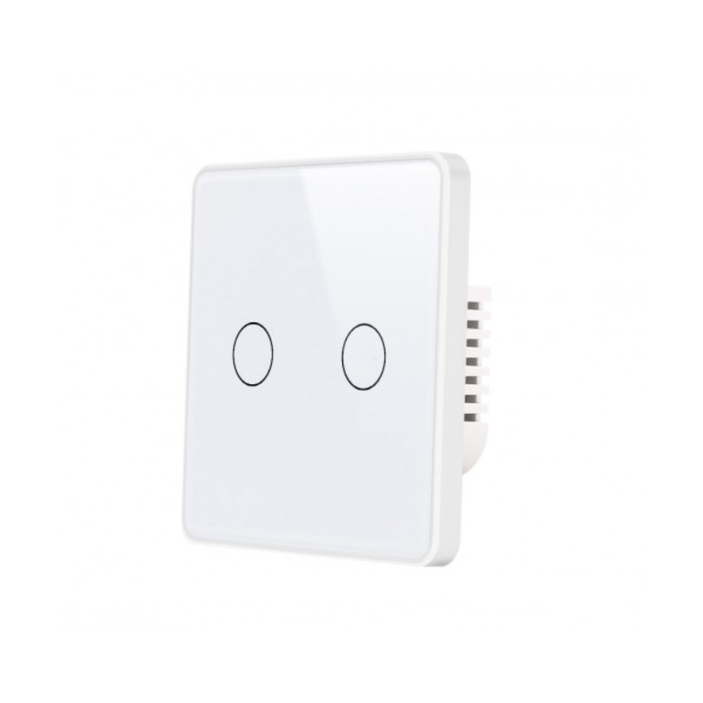 Akubela TYSH-Z2213 2 Gang Smart Touch Switch - EU - Glass - White Colour - ZigBee 3.0 Protocol - Supports BelaHome App and HyPanel Control