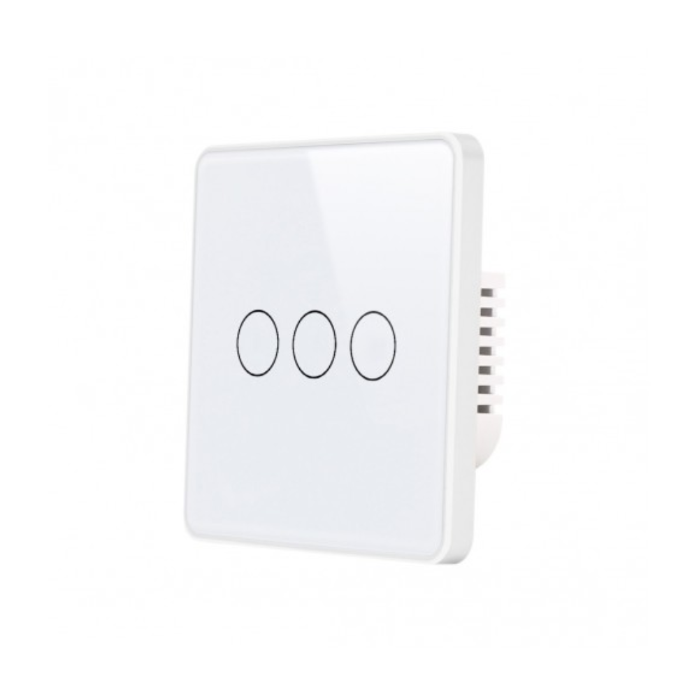 Akubela TYSH-Z2313 3 Gang Smart Touch Switch - EU - Glass - White Colour - ZigBee 3.0 Protocol - Supports BelaHome App and HyPanel Control