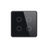 Akubela TYSH-Z2423 4 Gang Smart Touch Switch - EU - Glass - Black Colour - ZigBee 3.0 Protocol - Supports BelaHome App and HyPanel Control