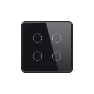 Akubela TYSH-Z2423 4 Gang Smart Touch Switch - EU - Glass - Black Colour - ZigBee 3.0 Protocol - Supports BelaHome App and HyPanel Control