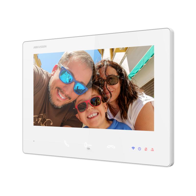 Hikvision DS-KH7300EY-WTPE2/White 2-Wire HD Series 7" TFT Touchscreen Intercom Monitor - 1024 x 600 Pixels Resolution - Built-in WiFi - Supports Hik-Connect App