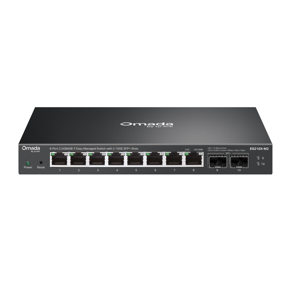 TP-Link Omada ES210X-M2 8-Port 2.5GBase-T Easy Managed Network Data Switch with 8 * 2.5Gbps RJ45 Ports + 2 * 10Gbps SFP Slots - Centralized Cloud Management Via Web OR Omada App