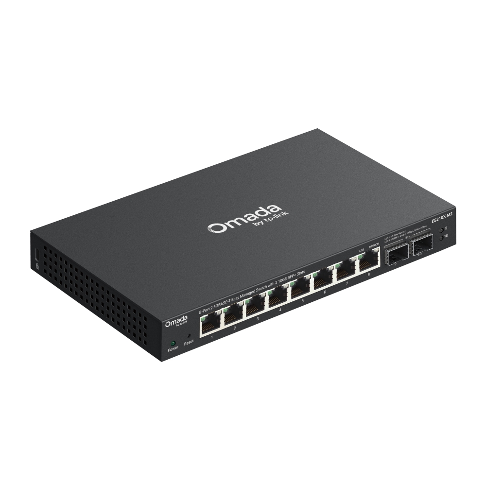 TP-Link Omada ES106X-M2 8-Port 2.5GBase-T Easy Managed Network Data Switch with 8 * 2.5Gbps RJ45 Ports + 2 * 10Gbps SFP Slots - Centralized Cloud Management Via Web OR Omada App