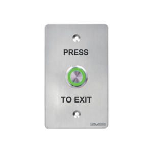 Nemesis EVAQEX20M-FLSIL/SS IP66-Rated Weatherproof Stainless Steel "Press To Exit" SPDT Push-Button / Switch for Access Control - Green LED Indicator