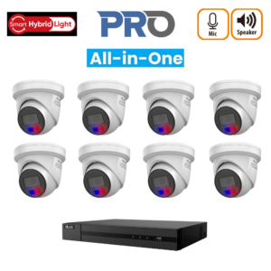 HiLook HLPROAIO6MPIPCCTVKIT5 6MP All-In-One IP CCTV Kit with -> 1 * NVR-216MH-K/16P AI NVR (without HDD) + 8 * IPC-T269H-MU/SL-2.8MM All-In-One 6MP IP Turret Cameras - Works With Hik-connect App