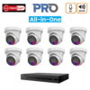 HiLook HLPROAIO8MPIPCCTVKIT5 8MP All-In-One IP CCTV Kit with -> 1 * NVR-216MH-K/16P AI NVR (without HDD) + 8 * IPC-T289H-MU/SL-2.8MM All-In-One 4K 8MP IP Turret Cameras - Works With Hik-connect App