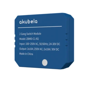 Akubela ZBMD-C1-R2 2 Gang Switch Module - ZigBee - 230VAC Powered - Supports BelaHome App & HyPanel Control