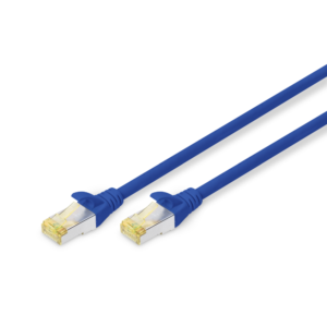 Digitus DK-1644-A-0025/B CAT6A Slim S-FTP Blue Color Network Patch-lead - 0.25m Length - AWG26 - LSOH Jacket - Strain Relief Boot with Kink Protection