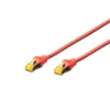 Digitus DK-1644-A-005/R CAT6A Slim S-FTP Red Color Network Patch-lead - 0.5m Length - AWG26 - LSOH Jacket - Strain Relief Boot with Kink Protection