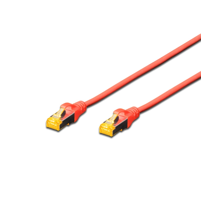 Digitus DK-1644-A-005/R CAT6A Slim S-FTP Red Color Network Patch-lead - 0.5m Length - AWG26 - LSOH Jacket - Strain Relief Boot with Kink Protection