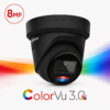 Hikvision DS-2CD2387G3-LIS2UY/SRB-BLK-2.8MM ColorVu 3.0 AcuSense 3.0 Active-Deterrence Deep-Learning AI (Artificial Intelligence) 4K 8MP PoE IP Smart Hybrid Light (30m IR + 30m White-Light) 130dB True-WDR Weatherproof Eyeball Turret Camera with 2.8mm Fixed Lens - Built-in Audio Mic + Speaker + Strobe + Siren - 108.8° Horizontal Field of View - Red & Blue Flashing Light