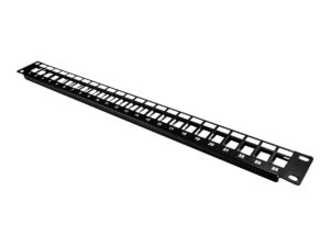 Dynamix PP-UK-24 Horizontal 19'' 1RU Unloaded 24-Port UTP Patch Panel - RoHS Numbered 1-24 - Black Colour