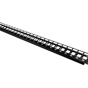 Dynamix PP-UK-24 Horizontal 19'' 1RU Unloaded 24-Port UTP Patch Panel - RoHS Numbered 1-24 - Black Colour