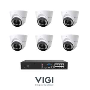 TP-Link VIGI InSight VIGIPROAIO8MPIPCCTVKIT4 - Includes 1 * VIGI NVR1008H-8MP (Without HDD) + 6 * VIGI InSight S485 4K 8MP Active-Deterrence AI Smart-Dual-Light Turret Cameras with 2-Way Audio