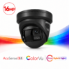 Hikvision DS-2CD23167G3P-LIS2UY/SL-Black H265 4K UHD 16MP Panoramic 180° Degree Ultra-Wide-Angle ColorVu Smart-Hybrid-Light (30m IR + 30m White-Light) 130dB True-WDR Weatherproof Black Eyeball Turret Camera - Built-in Strobe + Siren + 2-Way Audio (Mic + Speaker) - NEMA 4x Anti-Corrosion - 71.2° Vertical FoV with 180° Horizontal FoV