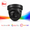Hikvision DS-2CD2387G3P-LIS2UY/SL-Black H265 4K 8MP Panoramic 180° Degree Ultra-Wide-Angle ColorVu Smart-Hybrid-Light (30m IR + 30m White-Light) 130dB True-WDR Weatherproof Black Eyeball Turret Camera - Built-in Strobe + Siren + 2-Way Audio (Mic + Speaker) - NEMA 4x Anti-Corrosion - 74.6° Vertical FoV with 180° Horizontal FoV