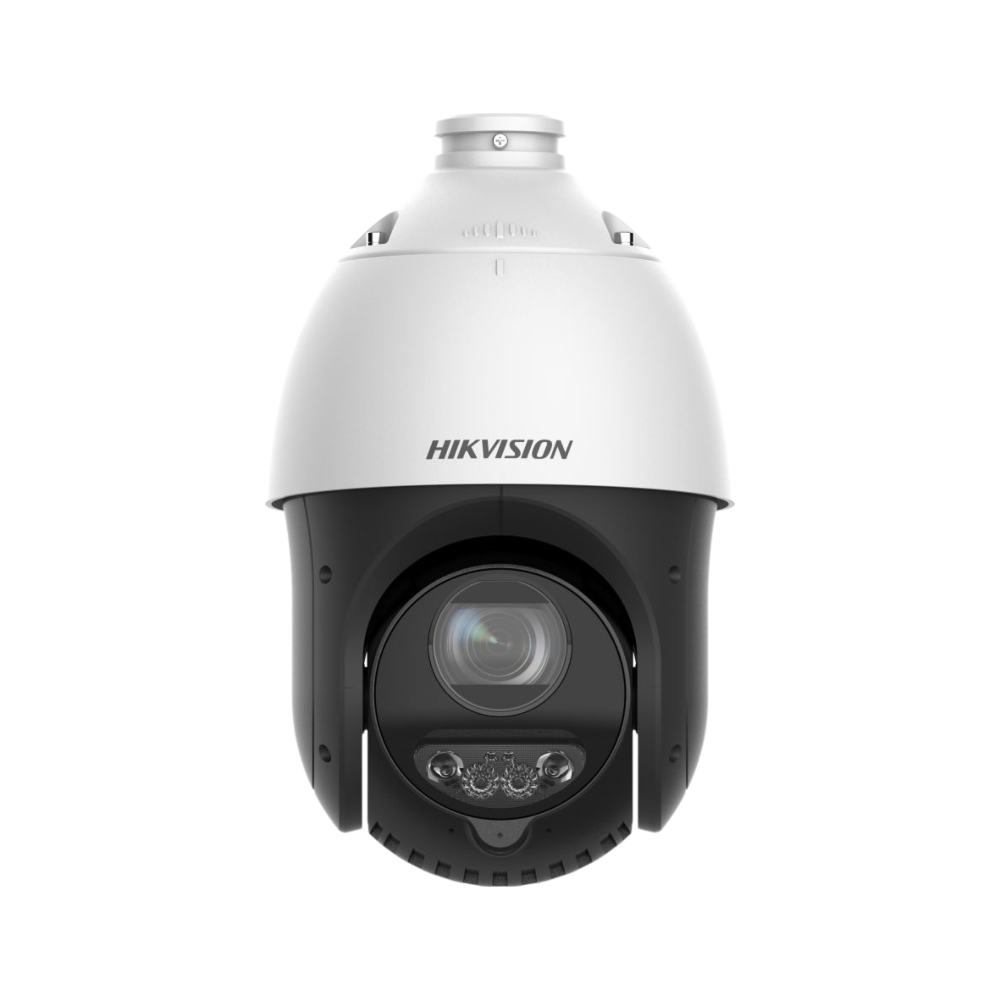 Hikvision DS-2DE4425IWG1-E Active-Deterrence AcuSense AcuSeek AI H265 4MP PoE+ IP IR (100m) 120dB True-WDR Weatherproof Auto-Tracking PTZ Camera with 25x Optical Zoom Lens - Includes a DS-1618ZJ Wall-Mount Bracket - Built-in Strobe + Siren + 2-Way Audio