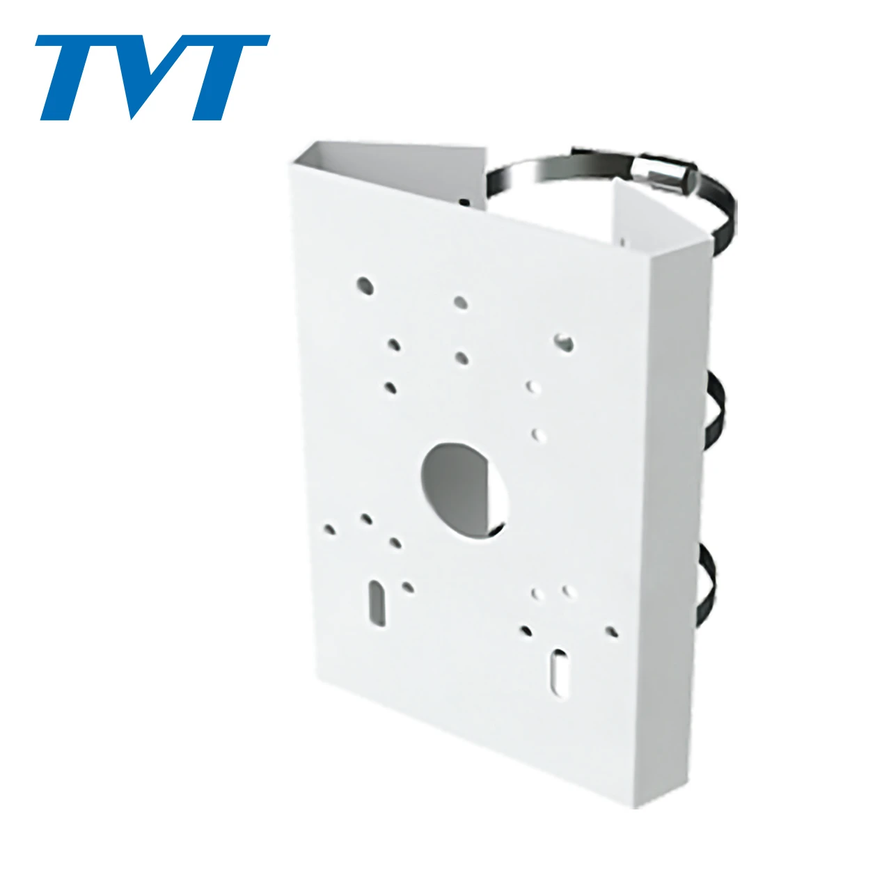 TVT TD-YZJ0501 SPCC Metal Pole-Mount Bracket - White Colour