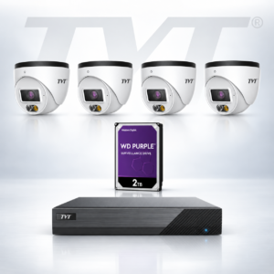 TVT TVT-2368NVR-4-KIT - Includes 1 * TD-3004H1-4P-B1-B NVR (with 2TB HDD) + 4 * TD-9524S4L-C 2MP Smart-Hybrid-Light (30m IR + 20m White-Light) Full-Colour IP Turret Cameras with Built-in Mic