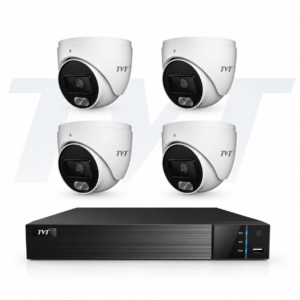 TVT TVT-2368NVR-4-KIT - Includes 1 * TD-3004H1-4P-B1-B NVR (with 2TB HDD) + 4 * TD-9524S4L-C 2MP Smart-Hybrid-Light (30m IR + 20m White-Light) Full-Colour IP Turret Cameras with Built-in Mic