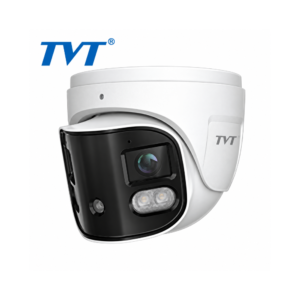 TVT TD-9585E3B-DP H265 4K 8MP Splicing PoE IP Active-Deterrence Smart-Dual-Light (30m IR + 20m White-Light) Full-Colour 180° Ultra-Wide-Angle Weatherproof Eyeball Turret Camera - Built-in Mic + Speaker + Strobe + Siren