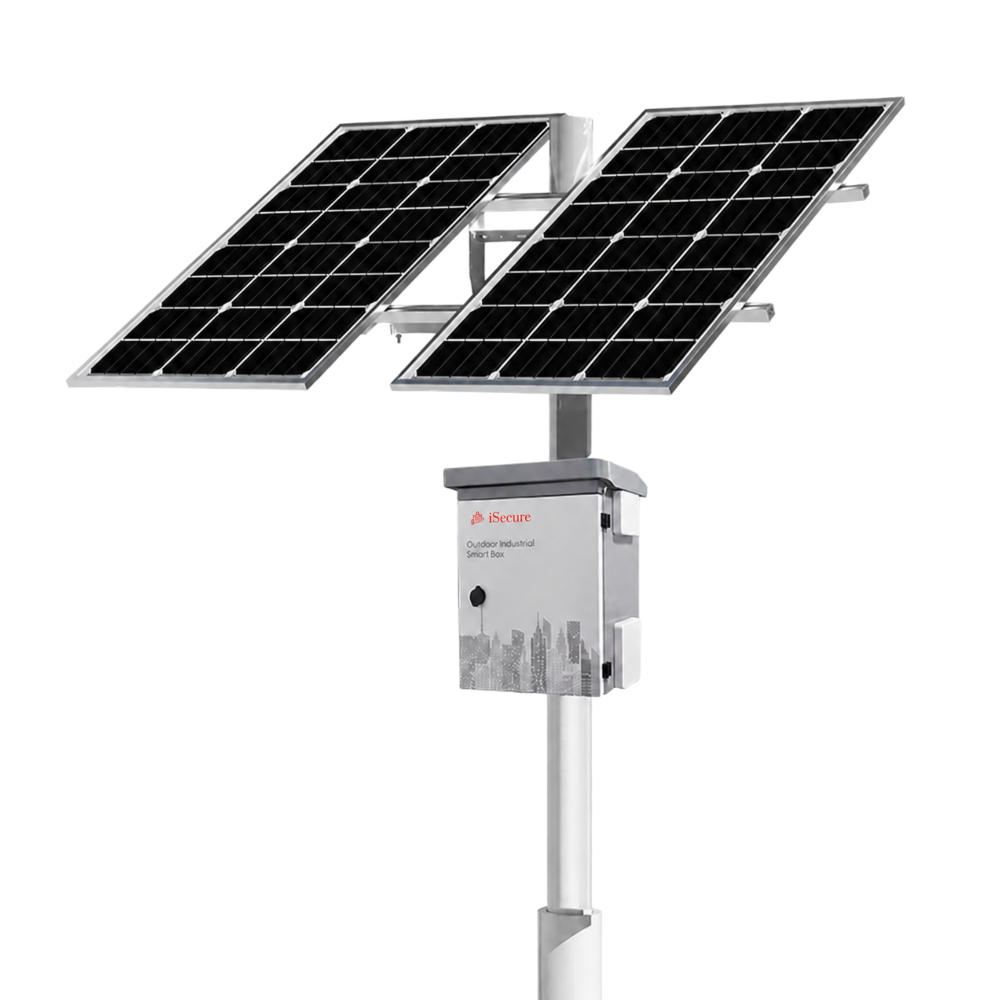 iSecure ICL-400W150AHSOLARSET(V2) 1920WH Solar Solution Kit - Includes 2 * 200w Monocrystalline Solar Panels with Mounting Frame + 1 * 150Ah LiFePO4 Rechargeable Solar Battery with Built-in MPPT Controller in a Weatherproof Cabinet + 1 * Camera Mounting Bracket - Supports 12VDC & 24VDC Outputs