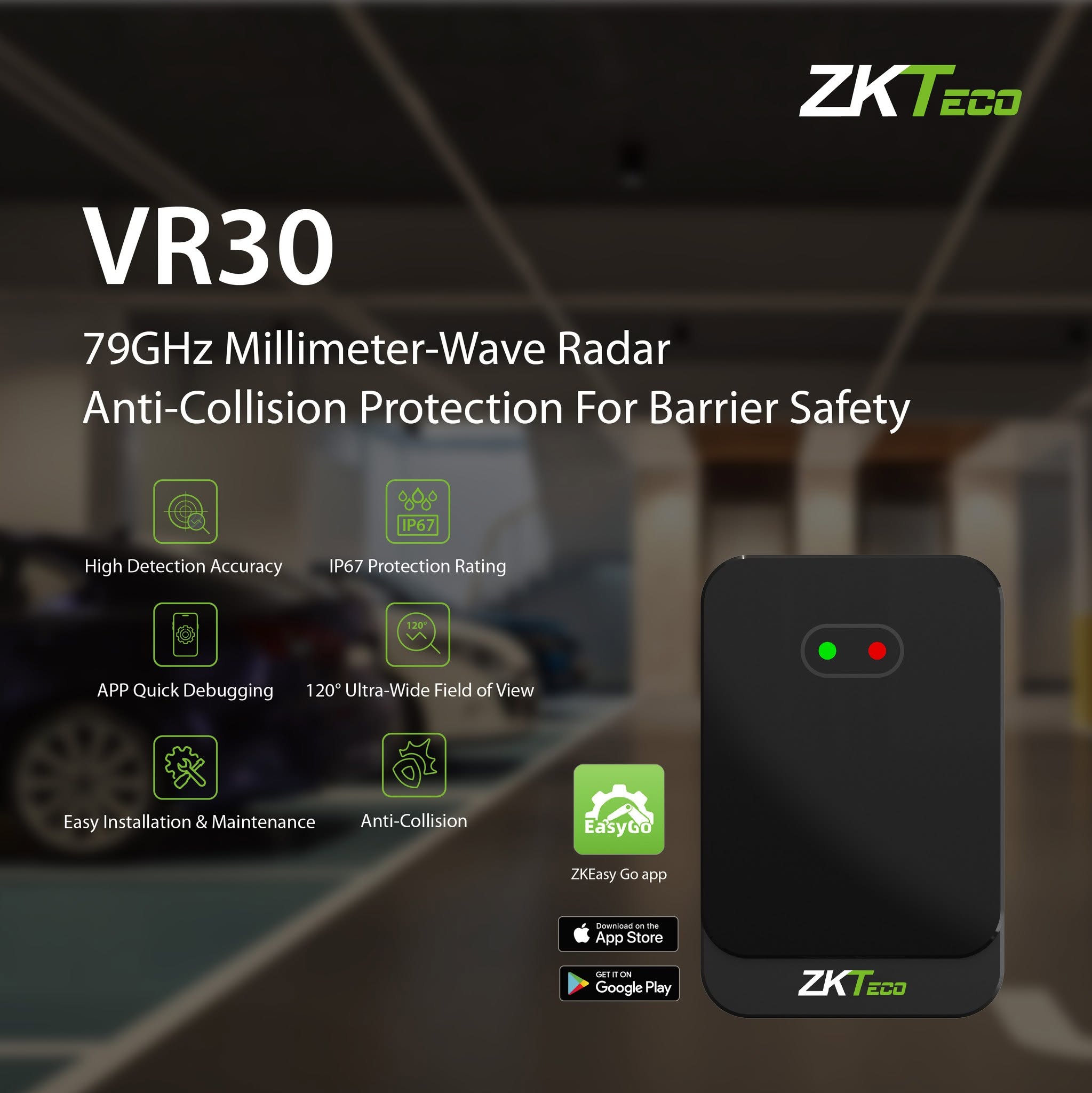 ZKTeco VR30 Safety Radar - Used For Vehicles & Pedestrians