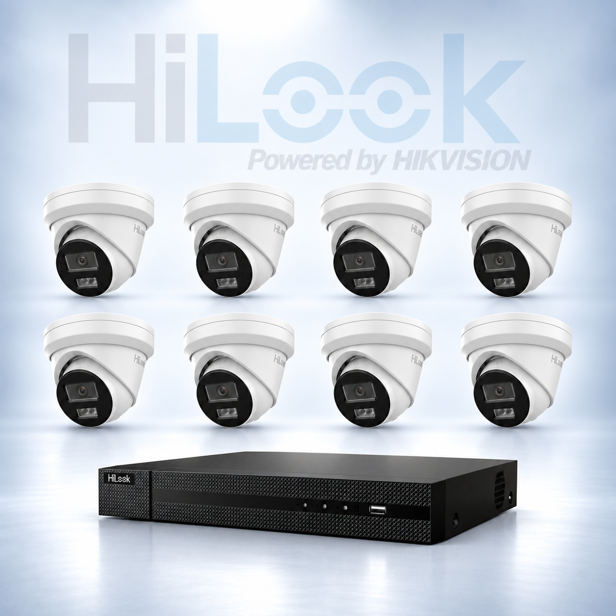 HiLook HL6MPIPCCTVKIT5 6MP IP CCTV Kit with -> 1 * NVR-216MH-K/16P NVR (Without HDD) + 8 * IPC-T361H-MU-2.8MM 6MP IP Turret Cameras - Works With Hik-connect App