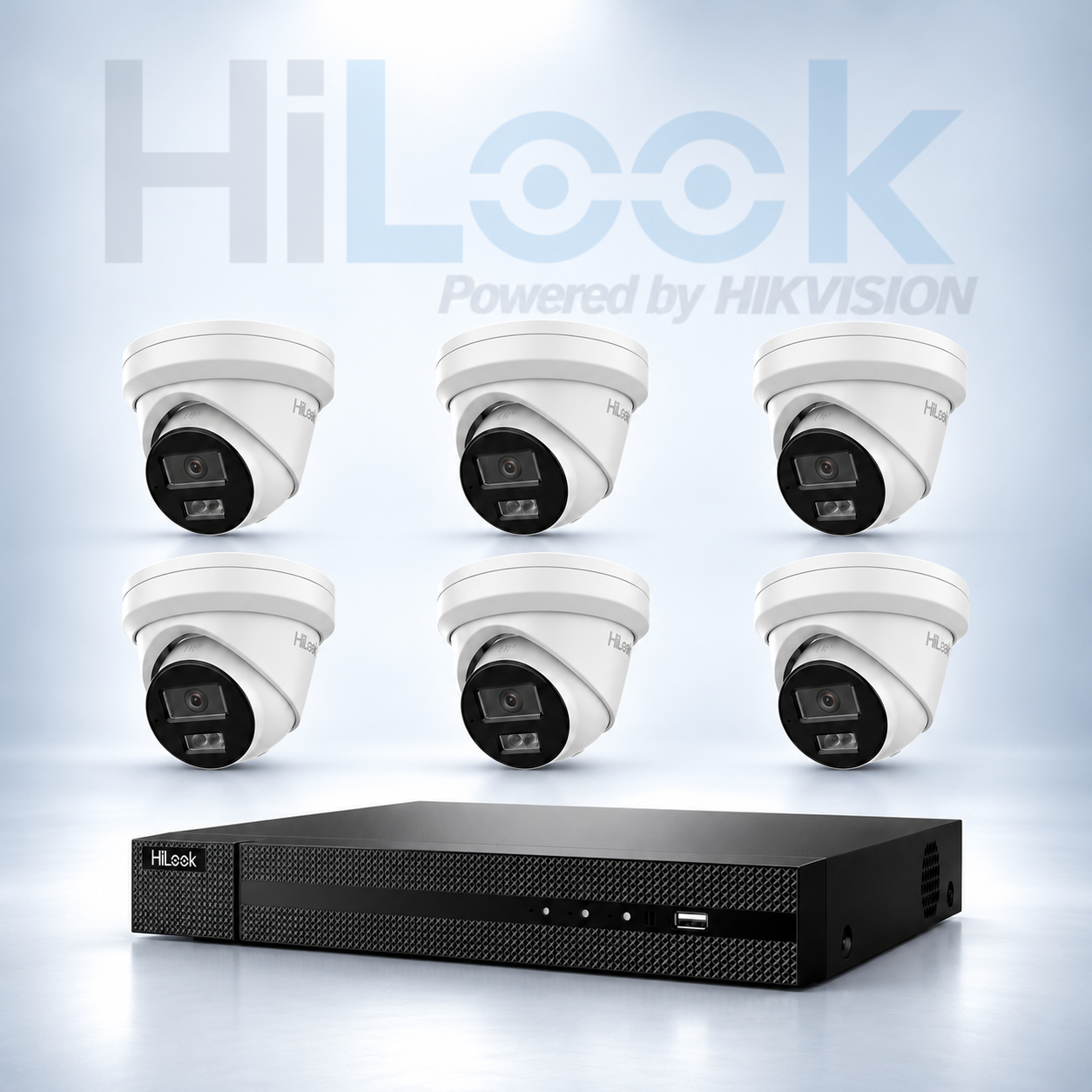 HiLook HL8MPIPCCTVKIT4 4K 8MP IP CCTV Kit with -> 1 * NVR-108MH-K/8P AI NVR (Without HDD) + 6 * IPC-T381H-MU-2.8MM 4K 8MP IP Turret Cameras - Works With Hik-connect App
