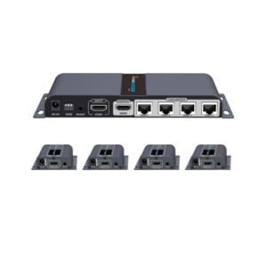 Lenkeng LKV714PRO 1-In-4-Out 1080P HDMI Extender Splitter Kit - Includes 1 * Transmitter + 4 * Receivers - Compatible with CAT6/6A/7 Cables - Up To 40m Distance