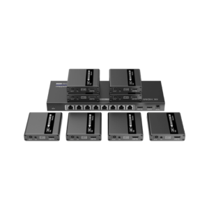 Lenkeng LKV728P 1-In-8-Out 4K @ 30Hz HDMI Extender Splitter Kit - Includes 1 * Transmitter + 8 * Receivers - Compatible with CAT6/6A/7 Cables - Up To 40m Distance (4K) / Up To 70m Distance (1080P)