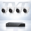 TVT TVT6MPLIPCCTVKIT2 - Includes 1 * TD-3004H1-4P-B1-B NVR (without HDD) + 4 * TD-9564S4-C 6MP Smart-Hybrid-Light (30m IR + 30m White-Light) Full-Colour IP Turret Cameras with Built-in Mic - NDAA Compliant